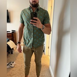 Demin and flowers short sleeve button up.